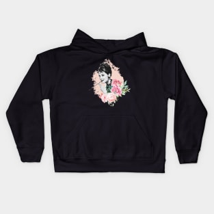 Audrey Hepburn T-Shirt Sticker Flowers Illustration Hoodie Notebook Kids Hoodie